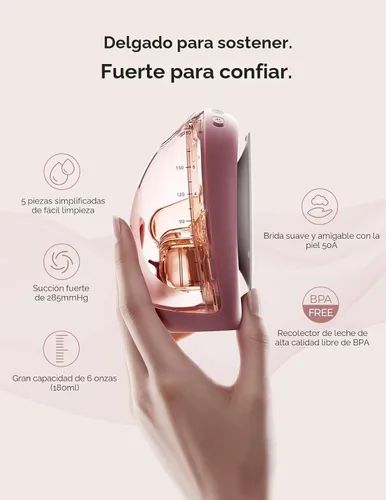 Miniatura 8 de Momcozy Air 1 - Bomba extractora de leche ultradelgada, sacaleche portátil manos libres con estuche de carga inalámbrica y control por aplicación