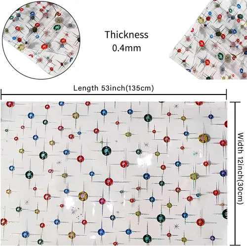 Miniatura 4 de HYANG Hojas de vinilo de cuero sintético transparentes transparentes de bola PVC súper claras holográficas 1 rollo 12" x 53" (30cm x 135cm)