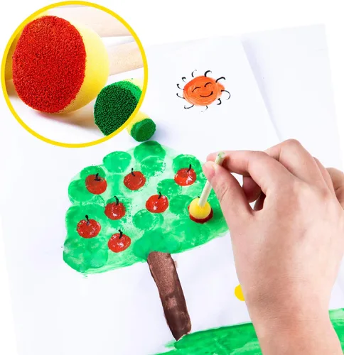 Miniatura 7 de 24 esponjas de pintura para niños, pinceles de esponja redondos de varios tamaños para pintar, pinceles de espuma para pintar, herramientas