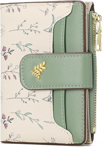 Billeteras pequeñas para mujer, de cuero, plegable, con cremallera, con bolsillo con cremallera, lindo soporte para tarjetas de crédito, monedero