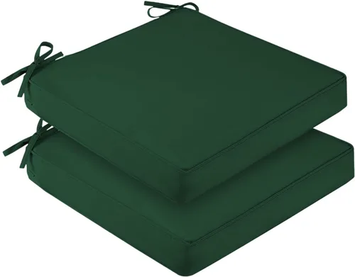 Miniatura 26 de downluxe Juego de 2 cojines impermeables para sillas de exterior, 19 x 19 x 3 pulgadas, cojines para sillas de patio con lazos y mango Marrón