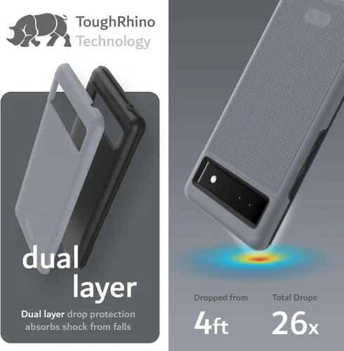 Miniatura 3 de TUDIA MergeGrip [grado militar] Funda protectora para Google Pixel 6a (2022), [probada en caídas], de doble capa, a prueba de golpes, delgada, Gris