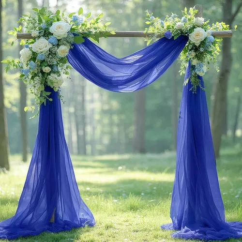 Miniatura 6 de Tela para Drapeado de Arco de Boda Azul Real 20 FT 1 Panel Cortinas de Gasa Azul Cortinas de Telón de Fondo Transparentes Arcos de Boda