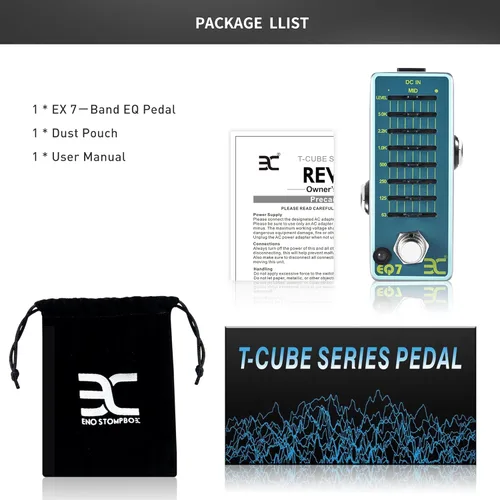 Miniatura 5 de EX Mini ecualizador de 7 bandas para pedal de guitarra y adaptador de fuente de alimentación para pedal de guitarra de 9 V con punta negativa de 2 A