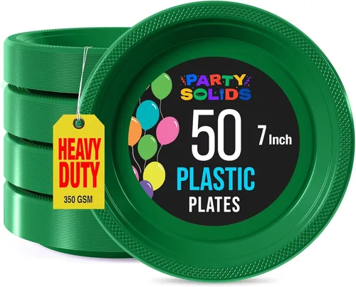 Miniatura 44 de Exquisite Party Solids - Platos de plástico naranja para suministros de fiesta, platos desechables de 10 pulgadas, 50 piezas, juego de vajilla