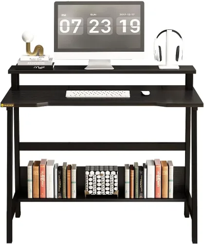 Miniatura 6 de Escritorio pequeño de 31.5 pulgadas, escritorio pequeño para computadora para espacios pequeños, mesa de escritura moderna con estante