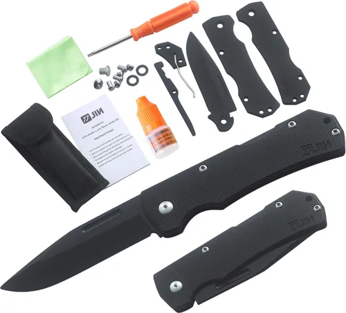 JIN Alpha - Cuchillo de bolsillo para niños, cuchillos de juguete seguros, hoja G10 opaca, EDC plegable, kit de fabricación de bricolaje, cuchillo