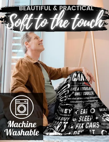 Miniatura 4 de Huglanket Regalos Car Guy Mantas para Hombres, Manta de Franela para Amantes de los Automóviles, Mecánicos, Entusiastas - Cumpleaños, Navidad