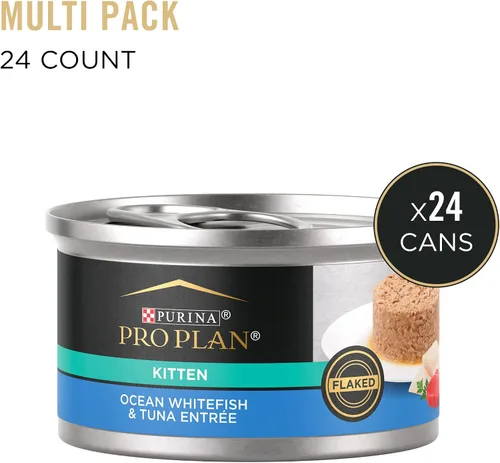 Miniatura 2 de Purina Pro Plan - Comida húmeda para gatitos, festín de pescado blanco del océano en hojuelas y atún - (Paquete de 24) 3 oz. Latas con tapa