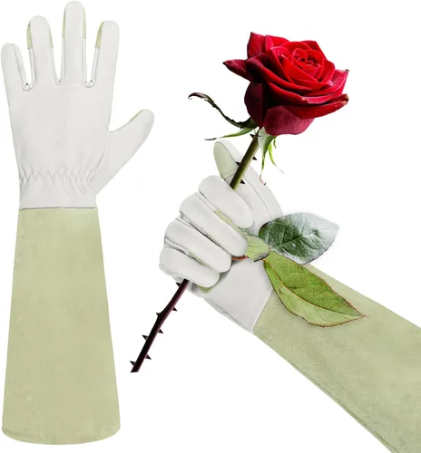 Miniatura 8 de HANDLANDY HLDD Long Gardening Gloves for Women Men - Leather Rose Pruning Gloves Thorn Proof - Breathable Working Glove Rosa