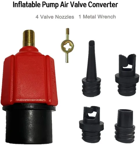 Miniatura 2 de Adaptador de bomba SUP, convertidor de válvula de aire, convertidor de bomba de aire de apertura de entrada de 0.276 in con 4 boquillas de válvula