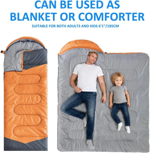 Miniatura 3 de Oaskys - Saco de dormir para acampar, para 3 estaciones, clima cálido y fresco, verano, primavera, otoño, ligero, resistente al agua, para adultos
