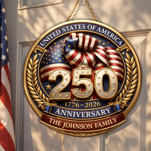 Miniatura 11 de NAZENTI Letrero personalizado para puerta del 4 de julio con nombre familiar, coronas de puerta personalizadas para 250 aniversario de Estados