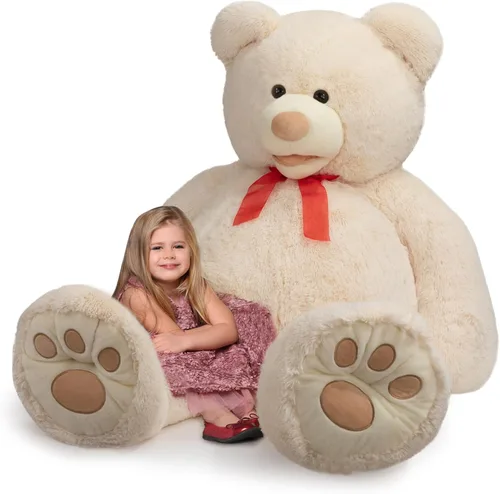 Miniatura 5 de HollyHOME Oso de peluche gigante de 5 pies con huellas grandes, regalo de San Valentín, 5 pies, color beige