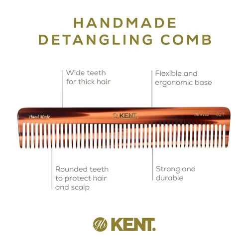Miniatura 4 de Kent 92T Tortoise - Peines desenredantes de dientes anchos para hombres y mujeres, peine para cabello rizado y ondulado y húmedo o seco, peine
