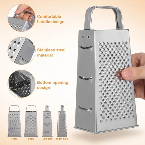 Miniatura 5 de MAGICLULU Rallador de queso de caja de 8 pulgadas con asa, cortador de verduras de 4 lados de acero inoxidable resistente, triturador y rallador