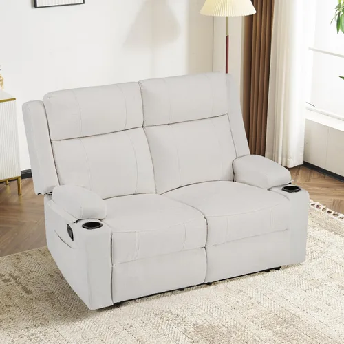 Sofá reclinable de dos plazas, sofá biplaza con reposapiés ajustable, sillón reclinable de pared para sala de estar, cine en casa y RV (beige)