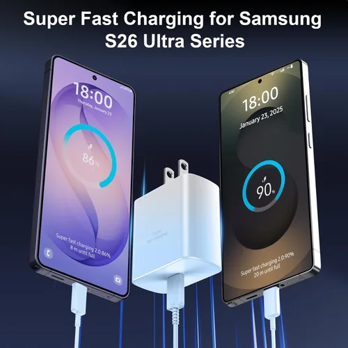 Miniatura 5 de Cargador de teléfono súper rápido Samsung de 45W, cargador rápido USB C Samsung, cable de carga rápida Samsung Galaxy S25 S24 Ultra Charge 10 pies