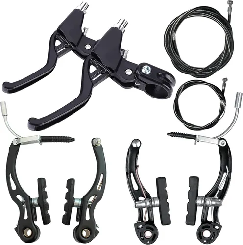 Lomodo 6 accesorios de freno de bicicleta que incluyen 2 palancas de freno de aleación de aluminio (0.9 in de diámetro) y 2 pares de frenos en V y 2