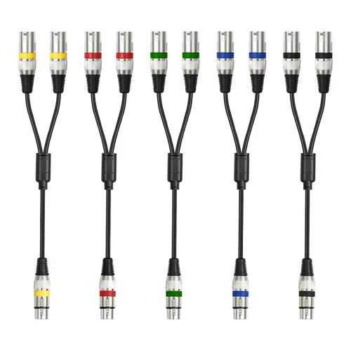 Paquete de 5 cables divisores XLR hembra a doble macho en Y, hembra a 2 machos 3 pines XLR Y, divisor de 3 pines 1 F a 2 M para mezclador de 1 XLR F