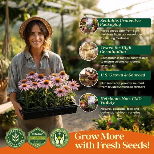Miniatura 6 de Seedphony Paquete de semillas de equinácea de 1 onza – 9,300 semillas de equinácea sin OMG para plantar, flores perennes en paquete de semillas