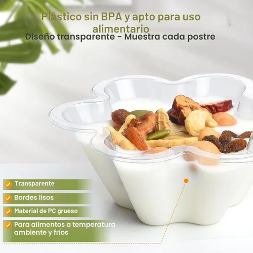 Miniatura 4 de KUCKOW 100 cuencos transparentes, 100 cuencos para helado, pequeños cuencos transparentes para servir aperitivos de postre, pastel, aperitivos
