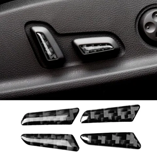 Miniatura 24 de Blazeray Accesorios interiores de fibra de carbono, cubierta decorativa, ajuste adhesivo para Audi A4 B9 2017-2019 (cubierta de perilla central)