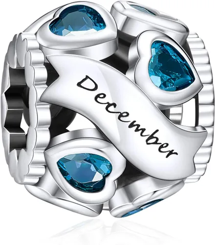 Miniatura 43 de Abalorio de plata de ley 925 con piedra natal de Ningan, abalorio de corazón para pulseras y collares, regalo de cumpleaños para mujeres y niñas