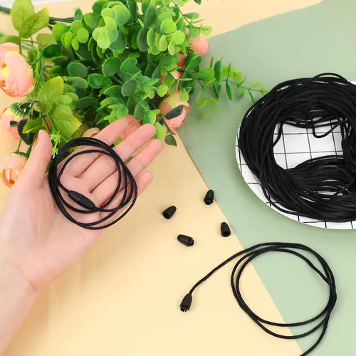 Miniatura 6 de Paquete de 30 cordones de repuesto para collar con cierres separables, cordones negros para colgantes, collar, cuerda de nailon, kit de cuerda