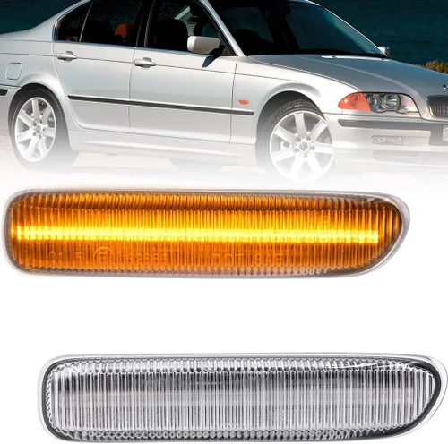 Miniatura 10 de Faros de Marca Lateral de Lente Transparente para BMW E46 1999-2001 Serie 3 Sedán E46 y 1999-2003 Serie 3 Coupé E46 LED Ámbar Delantero Marcador