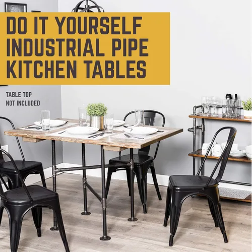 Miniatura 5 de PIPE DECOR Base de mesa de comedor de cocina industrial, tubo de 3/4 pulgadas, marco de metal rústico de 30 pulgadas de altura para oficina en casa