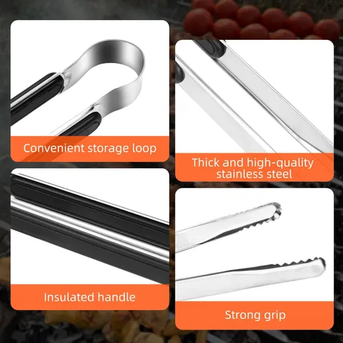 Miniatura 3 de XEVOM - Paquete de 4 pinzas de cocina de acero inoxidable de alta calidad, pinzas para servir para cocinar, pinzas de metal para alimentos