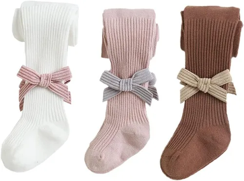 BeiVSlley Paquete de 3 mallas para bebés y niñas, mallas de punto trenzado, medias para niños pequeños, lindas, sin costuras, pantimedias