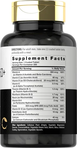 Miniatura 2 de Carlyle Multivitamin for Men 50+ 200 Count with B Vitamins, Vitamin D, Magnesium & Zinc Non-GMO, Gluten Free Supplement