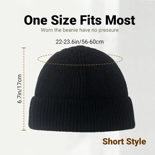 Miniatura 5 de NPQQUAN Gorros de pescador para hombres y mujeres, gorro de punto corto para invierno