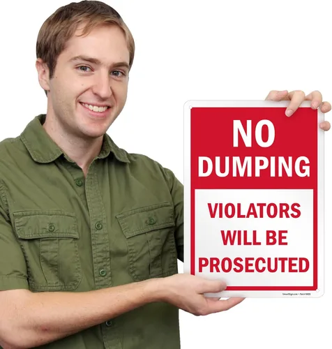 Miniatura 4 de SmartSign Letrero de metal con texto en inglés "No Dumping Violators Will Be Prosecuted", 14 x 10 pulgadas, aluminio laminado a prueba de óxido