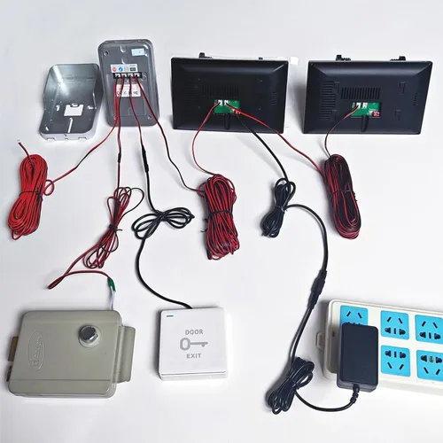 Miniatura 4 de 2 Timbres de Video con Cable Sistema de Intercomunicación de Video 1-Cámara y 2-Monitores, Pantalla Táctil de 7 Pulgadas, Visión Nocturna, Soporte