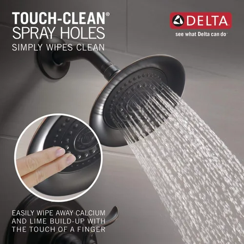 Miniatura 5 de Kit de grifo de bañera y ducha Delta Windemere Serie 14, juego de grifo de bañera y ducha, cabezal de ducha y manija de bronce aceitado, kit