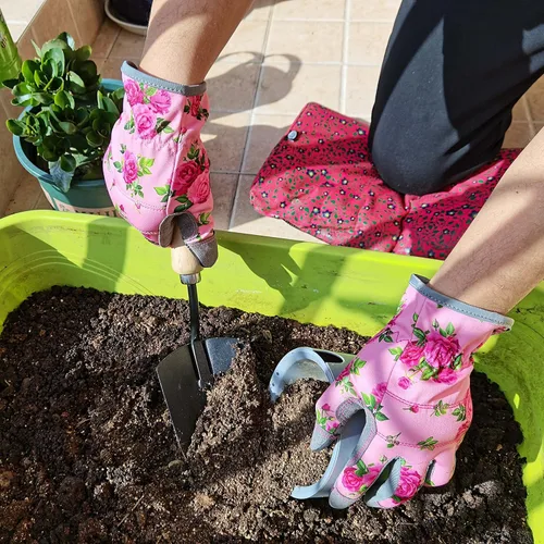 Miniatura 4 de YRTSH Guantes de cuero para jardinería para mujer, guantes de jardín flexibles y transpirables, guantes de trabajo a prueba de espinas