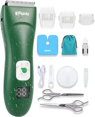 ENSSU Cortapelos para bebés, cortapelos inalámbrico para niños con pantalla LED, kit de corte de pelo de bebé con hoja segura para la piel,