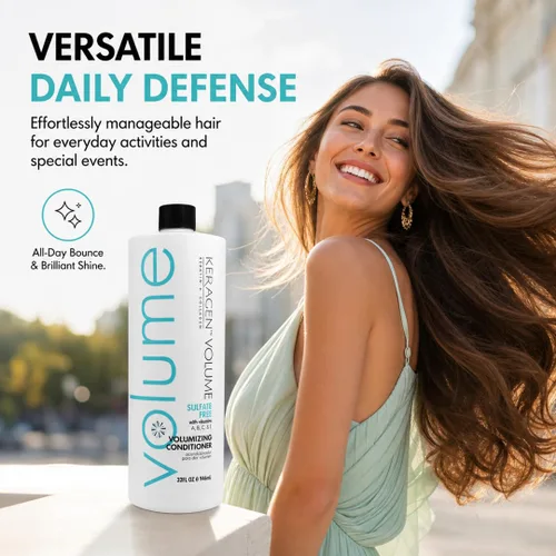 Miniatura 7 de KERAGEN - Acondicionador voluminizador para cabello fino con queratina y colágeno, sin sulfato de 32 onzas - Añade grosor, hidrata y mejora