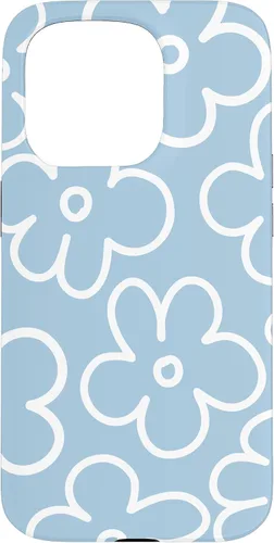 Miniatura 13 de Funda floral para iPhone 14 Cute Sky Blue and White Flower Pattern Wildflower