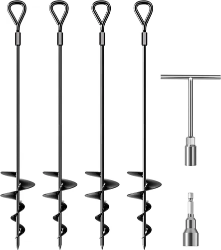 Miniatura 9 de Phopich Anclaje de Tierra Largo de 18 pulgadas/30 pulgadas, Anclajes de Tierra de Servicio Pesado Kit de Anclajes de Tierra Atornillables con Llave