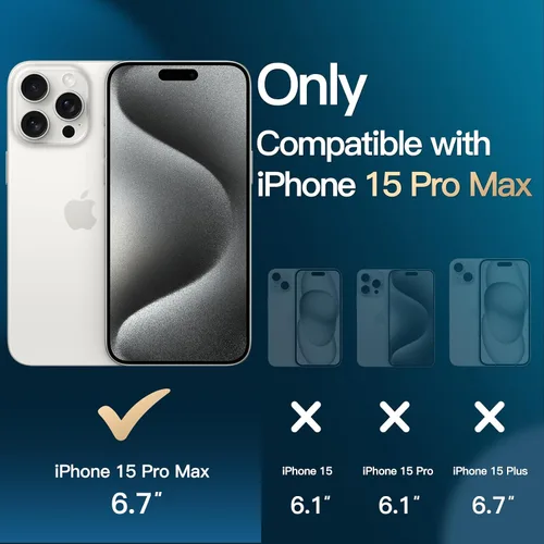 Miniatura 2 de JETech Funda 5 en 1 para iPhone 15 Pro Max de 6.7 pulgadas con 2 protectores de pantalla de vidrio templado y protector de lente de cámara, no se