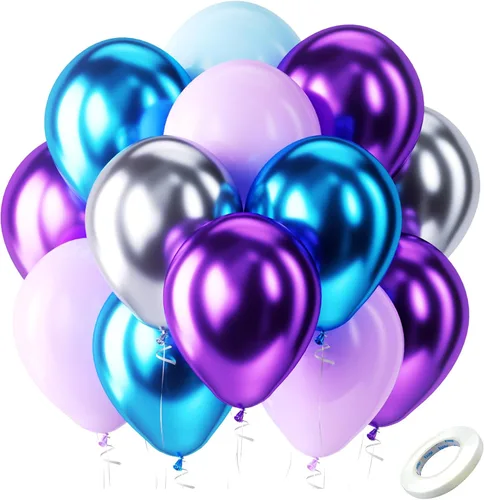 Miniatura 13 de Bezente Globos de látex de confeti negro y plateado, 60 globos de 12 pulgadas, cromados metálicos y confeti de 12 pulgadas, para Año Nuevo