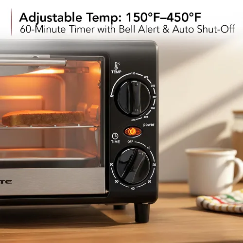 Miniatura 4 de OVENTE Horno tostador de encimera de 8L con temporizador de 60 minutos, control de temperatura ajustable, bandeja para hornear fácil de limpiar