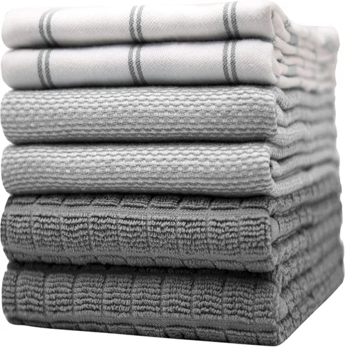Miniatura 37 de Toallas de cocina premium (20"x 28", paquete de 6) Toallas de plato grandes de algodón Juego de textiles de cocina planos y de rizo altamente