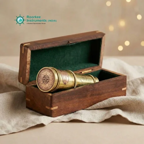 Miniatura 3 de Telescopio de Regimiento Scout de Latón Macizo con Estuche de Almacenamiento de Madera Dura, Óptica de Vidrio de Calidad Fina