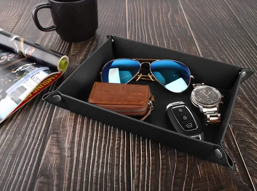 Miniatura 3 de Luxspire Bandeja de valet bandeja de piel sintética bandeja de Catchall bandeja de llaves de joyería para hombres y mujeres placa de almacenamiento