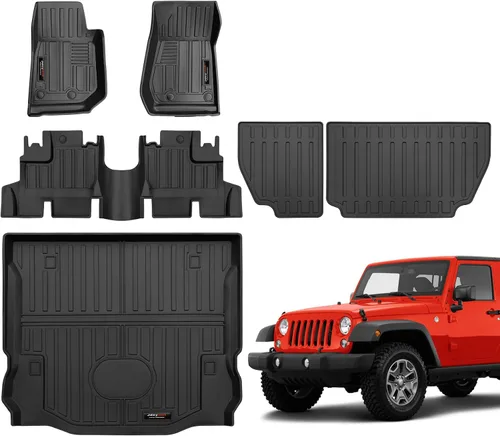 Miniatura 18 de Alfombrilla de carga y respaldo de TPE para todo clima para Jeep Wrangler JK 4 puertas 2007-2018 Accesorios